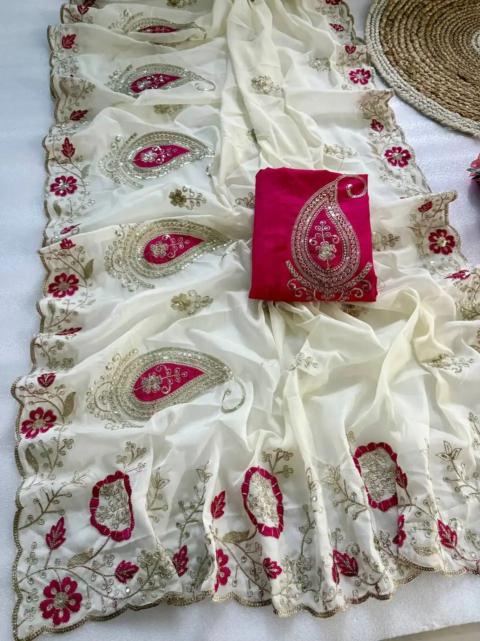 Kusum 902  Pure star Georgette With Embroidery work Saree Wholesale Surat
