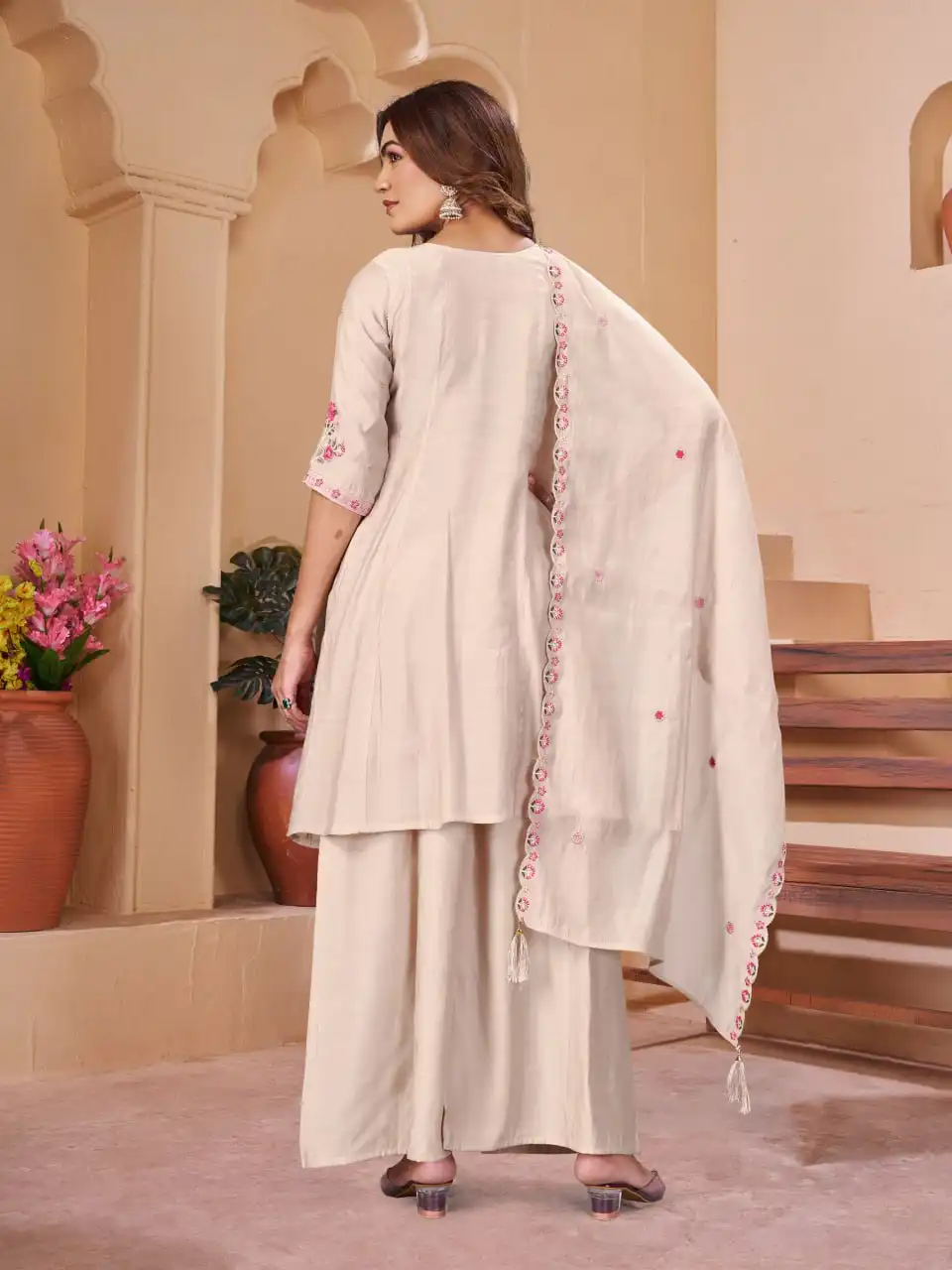Lila 175 Mal Chanderi & Embroidery Thread With Real Hand Work Anarkali Suit Set Wholesale Surat