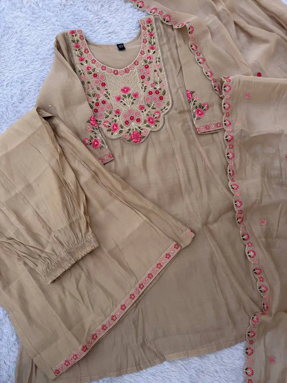 Lila 175 Mal Chanderi & Embroidery Thread With Real Hand Work Anarkali Suit Set Wholesale Surat