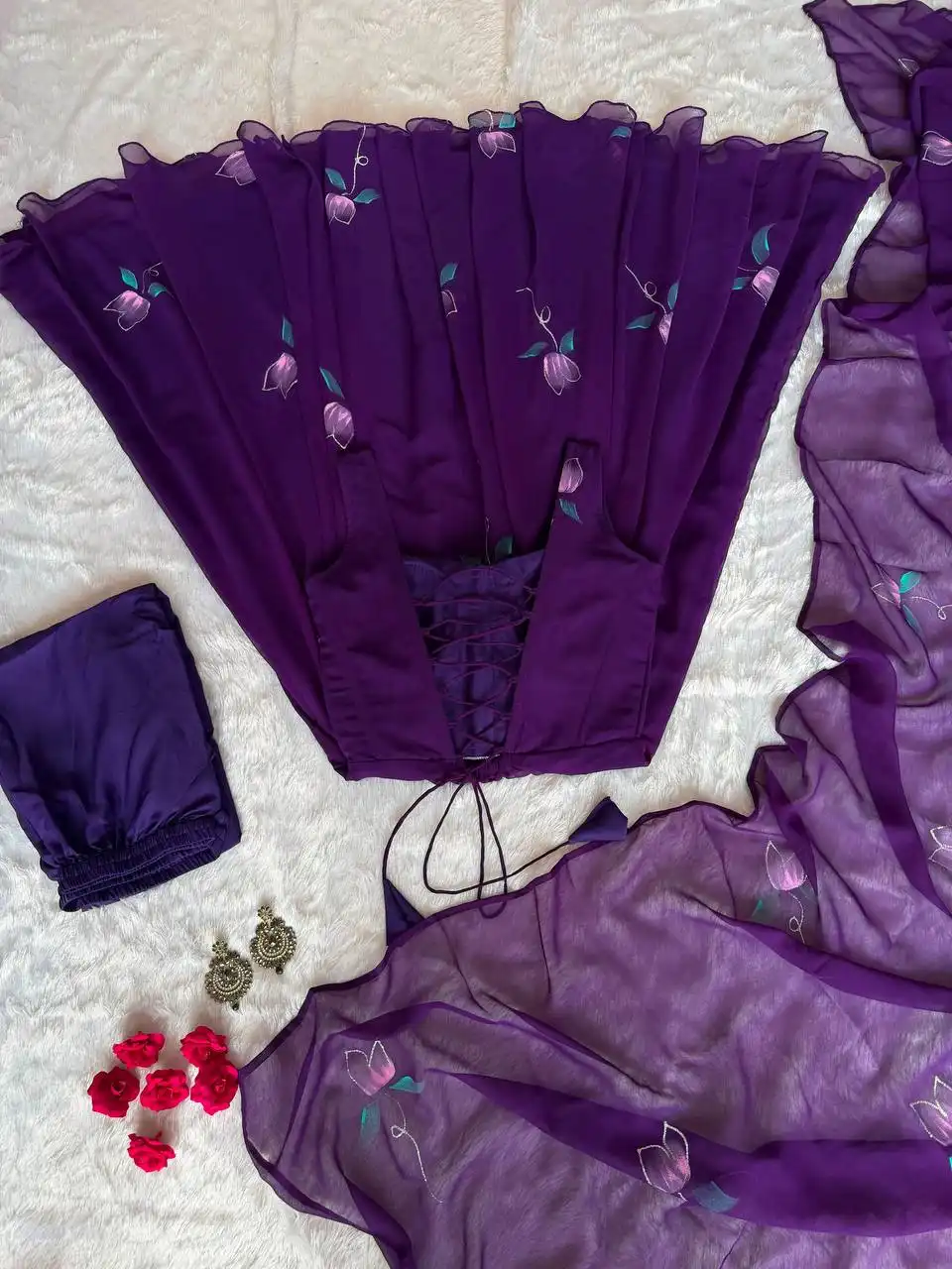 SWT 348 georgette with zari & handpaint work Anarkali Top Pant Dupatta Set Wholesale Surat