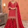 C585 1503 Chinon With Heavy Embroidery Work Karva Chauth Special Sarara Set Wholesale Surat