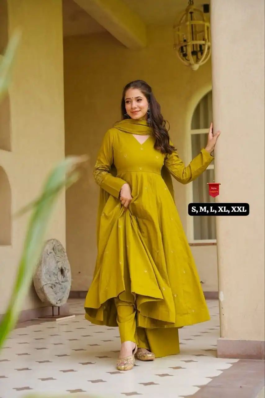 Laxmy 11687  Viscose Chanderi With Embroidery Work Top Bottom Dupatta Set Wholesale Supplier
