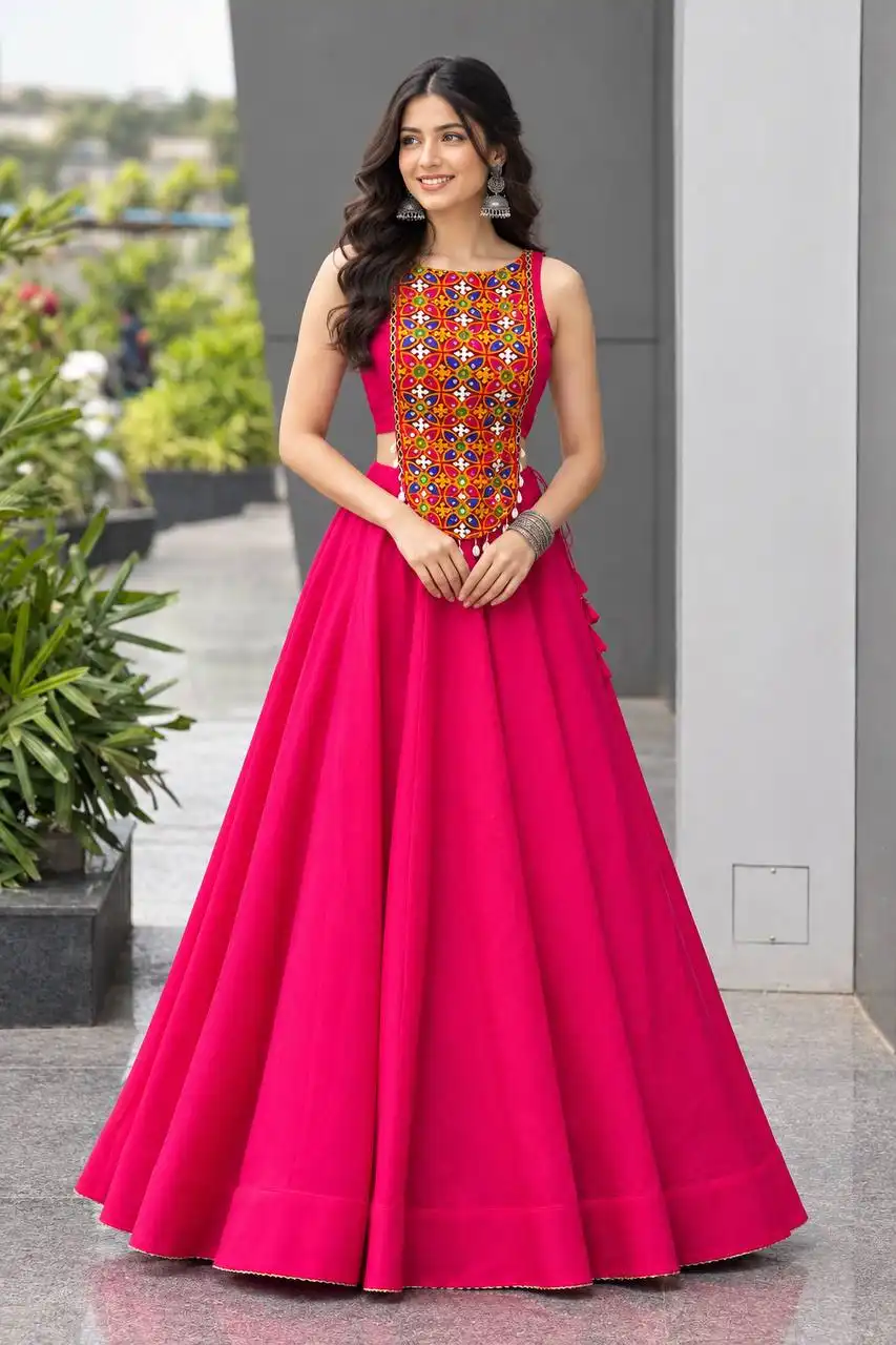 SWT 350 Romal Silk With Real Mirror & Kodi Work Lehenga Choli Wholesale Supplier