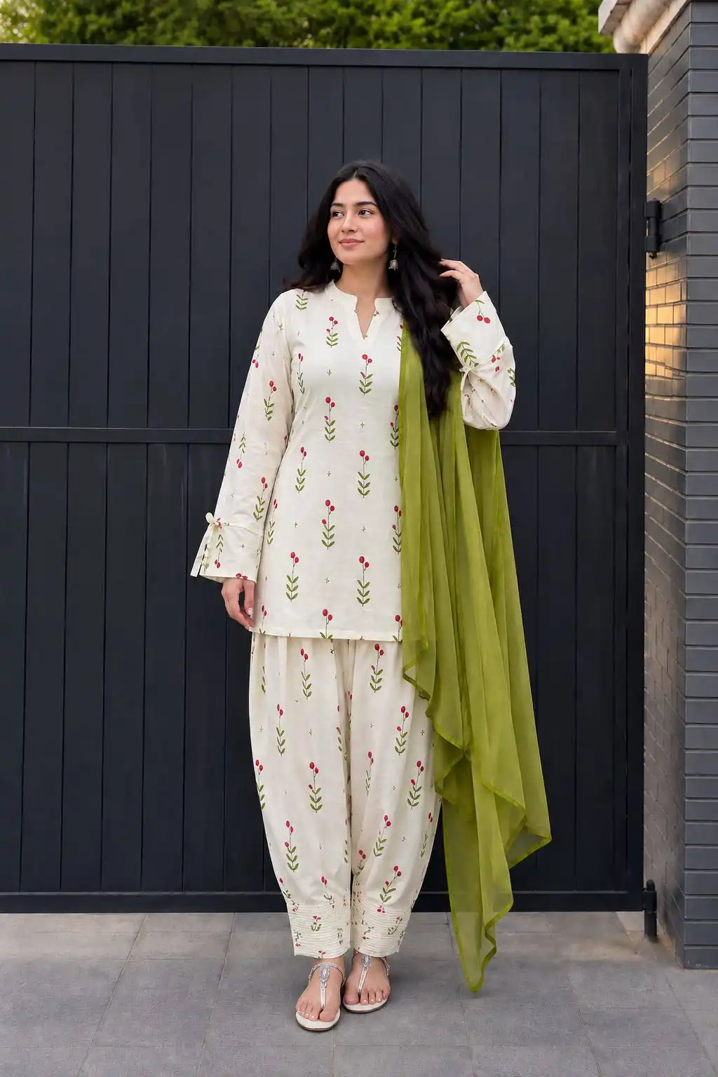 SS2016 Heavy Rayon Print Top Farshi bottom With Dupatta Set Wholesale Surat