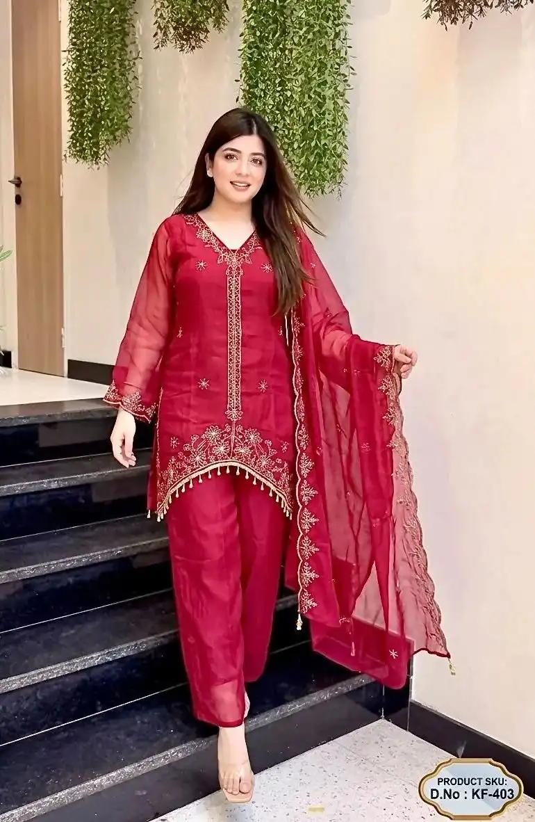 RRD Vol 1809 Fandy With Embroidery Work Top Bottom Dupatta Set Wholesale Supplier