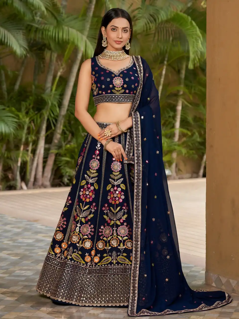 ZEEL 8003 Georgette With Sequins Embroidery Work Wedding Lehenga Choli Wholesale Surat