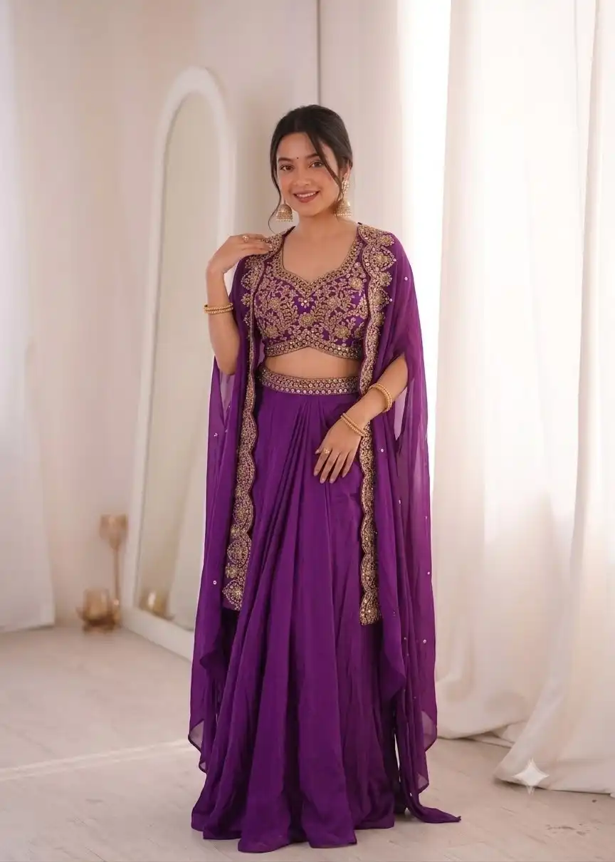 Madhuri 277 Natural Crap With Embroidery Work Sarara Blouse Shrug Trending Sarara Set Wholesale Surat