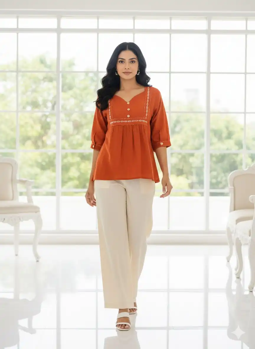 Shiv 1031 Soft Cotton With Embroidery Work Short Top Wholesale Supplier