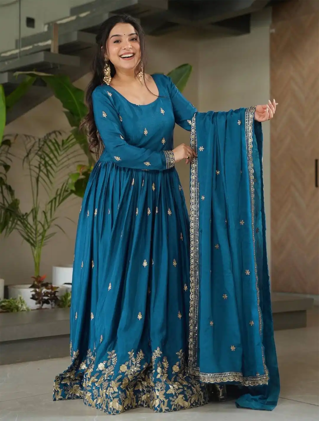 FFD Dulhan Vol 2609 Chinon With Solid Embroidery Work Gown With Dupatta Wholesale Supplier