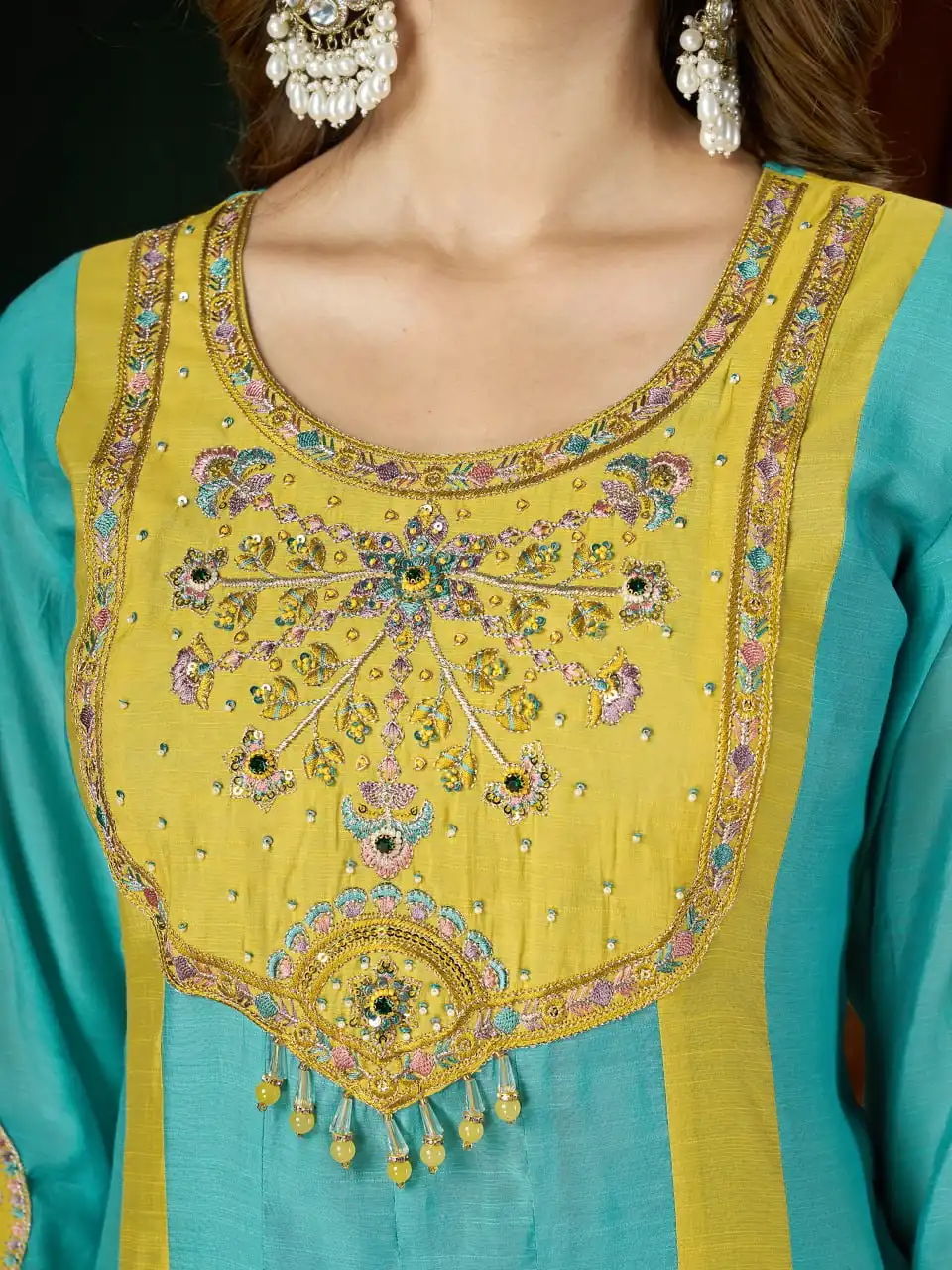 Lila 183 Mal Chanderi With Embroidery & Real Hand Work Anarkali Kurti Set Wholesale Supplier