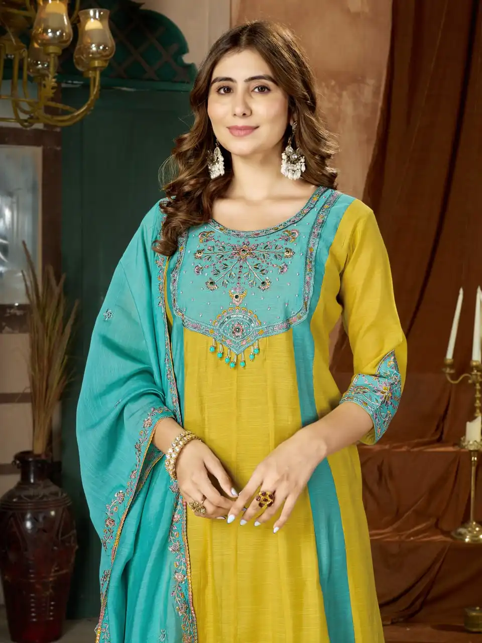 Lila 183 Mal Chanderi With Embroidery & Real Hand Work Anarkali Kurti Set Wholesale Supplier