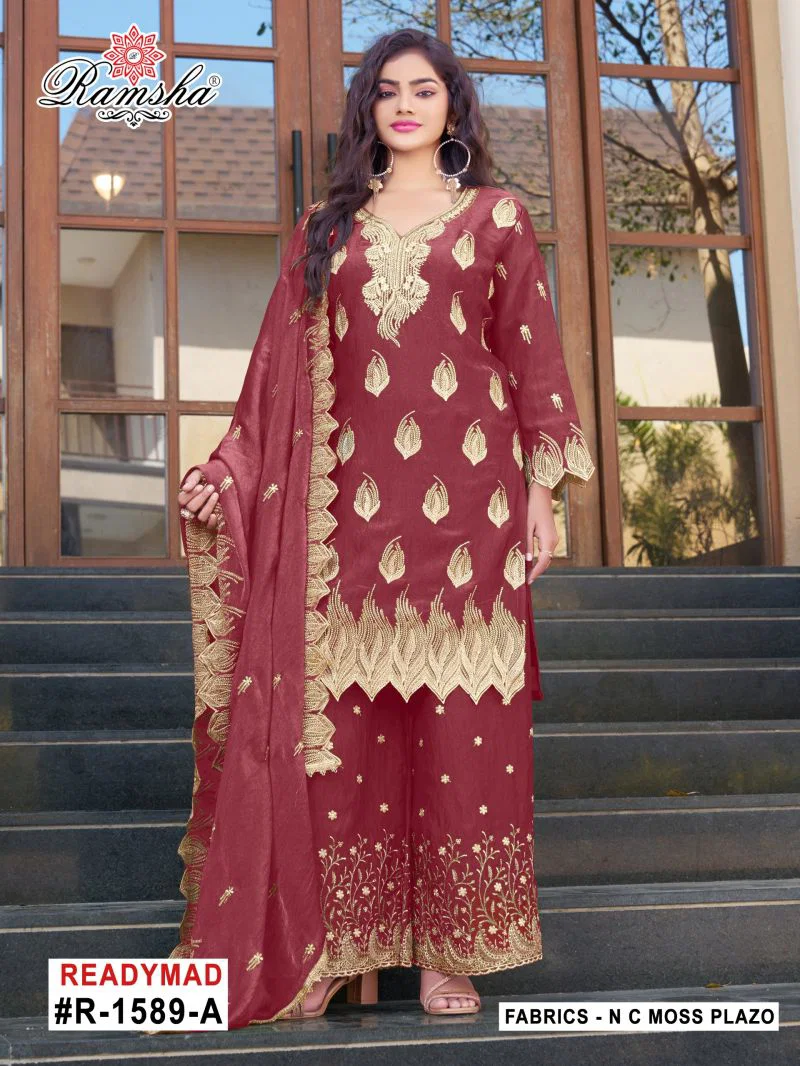 Ramsha R 1589 A To D Nc Moss Embroidered Salwar Kameez Wholesale