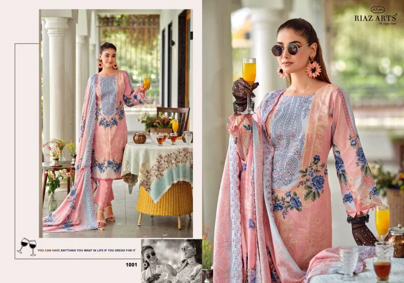 Riaz Arts Bin Saeed Premium Cotton Lawn Embroidered Dress Material Wholesale