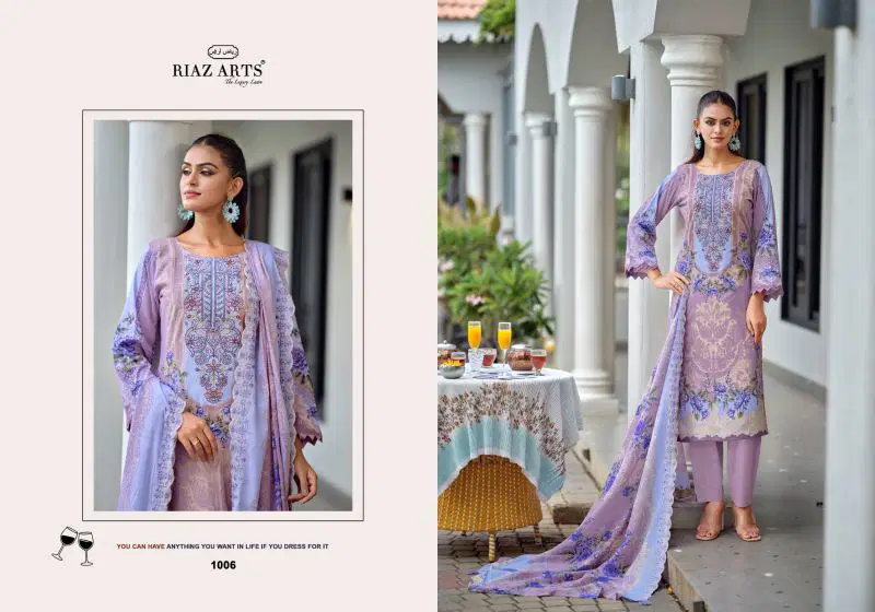 Riaz Arts Bin Saeed Premium Cotton Lawn Embroidered Dress Material Wholesale