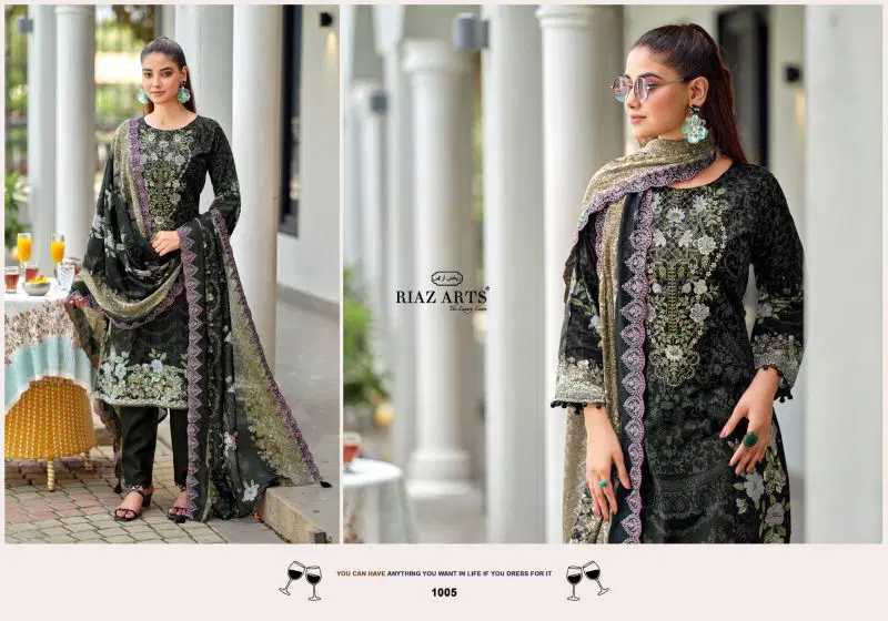 Riaz Arts Bin Saeed Premium Cotton Lawn Embroidered Dress Material Wholesale