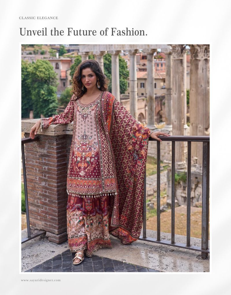 Buy Sayuri Nimrit Crepe Silk Print Aari Work Kurti With Sharara Dupatta Wholesale 2026