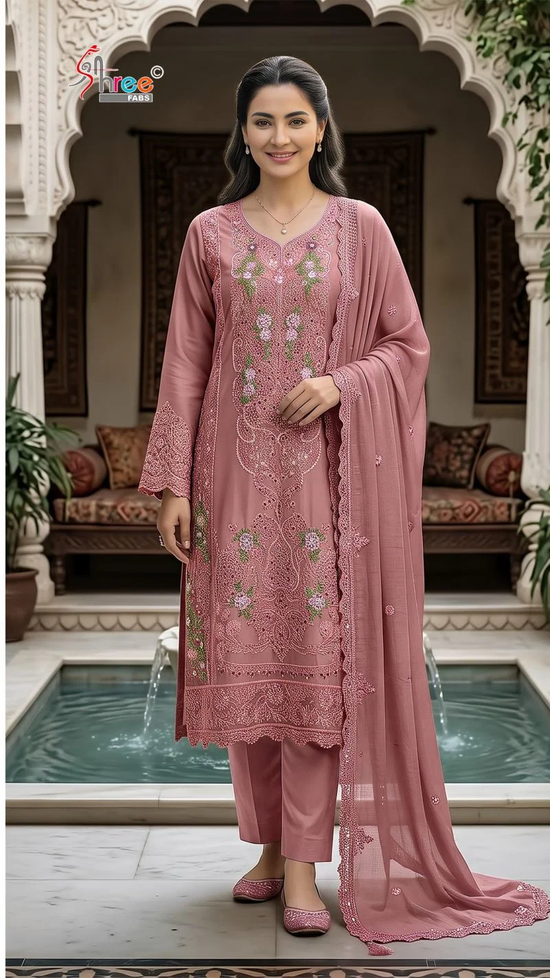 Shree Sf 5625 A To D Chiffon Heavy Embroidered Salwar Kameez Collection Wholesale
