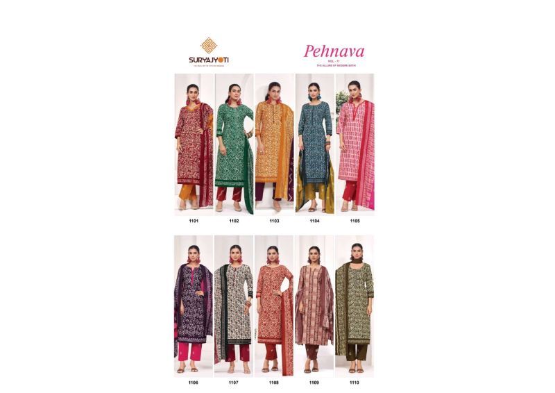 Buy Suryajyoti Pehnava Vol 11 Readymade Cambric Cotton Printed Kurti With Bottom Dupatta Wholesale 2026
