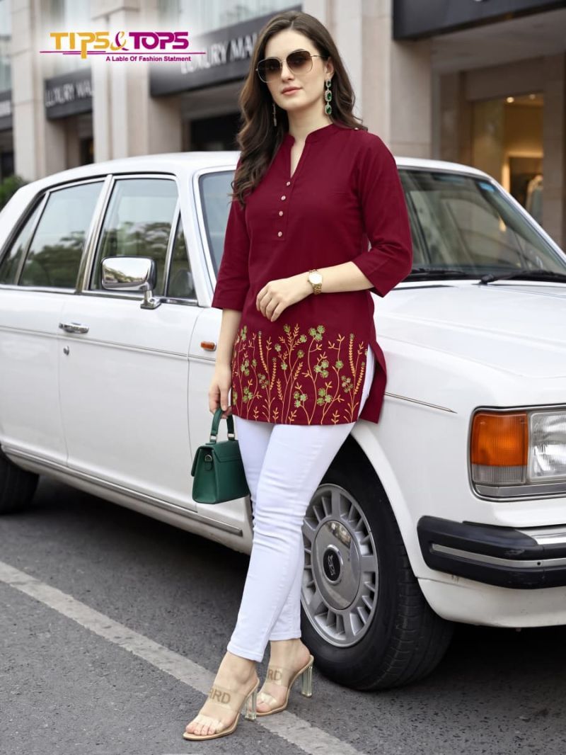 Buy Tips And Tops Polo 201 To 206 Rayon Embroidered Fancy Short Top Collection Wholesale 2026