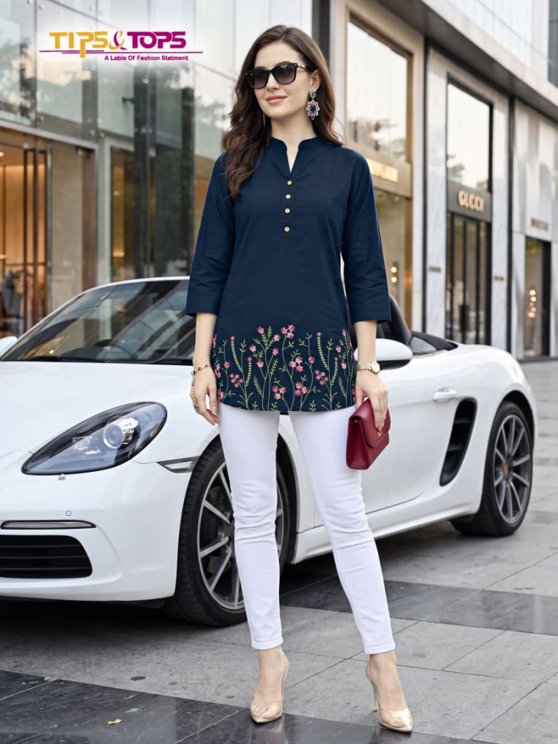 Buy Tips And Tops Polo 201 To 206 Rayon Embroidered Fancy Short Top Collection Wholesale 2026