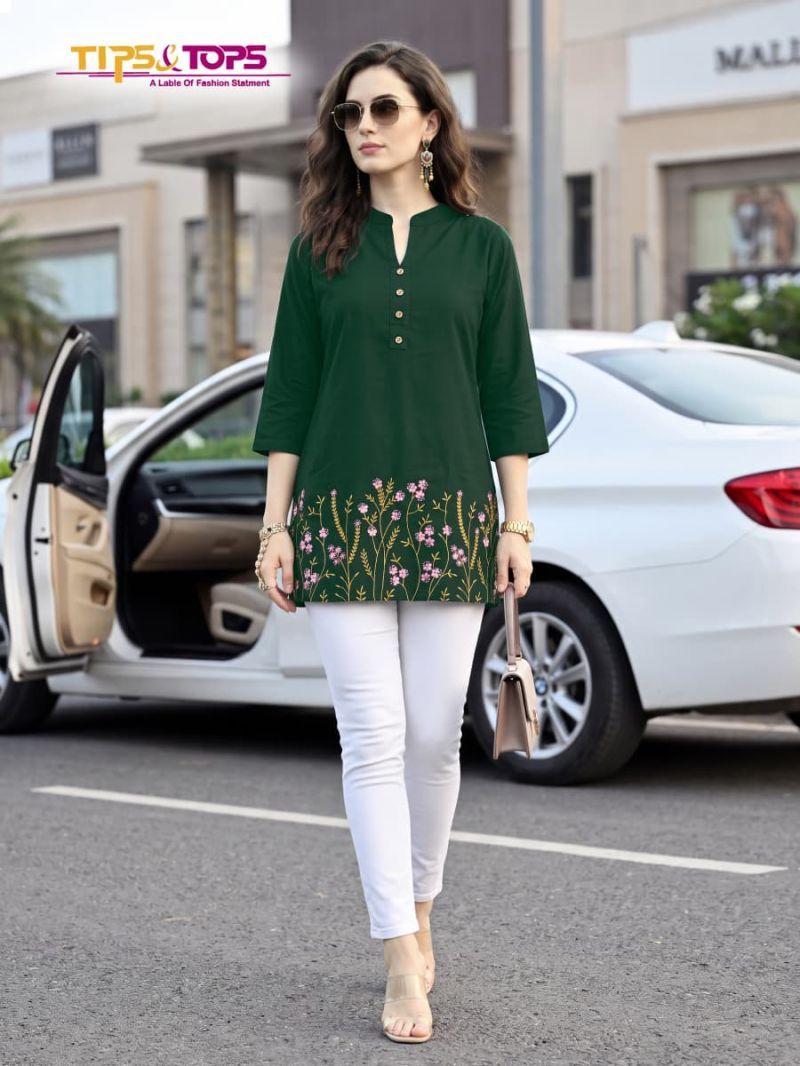 Buy Tips And Tops Polo 201 To 206 Rayon Embroidered Fancy Short Top Collection Wholesale 2026
