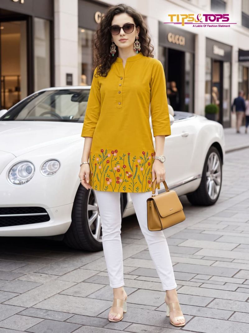 Buy Tips And Tops Polo 201 To 206 Rayon Embroidered Fancy Short Top Collection Wholesale 2026