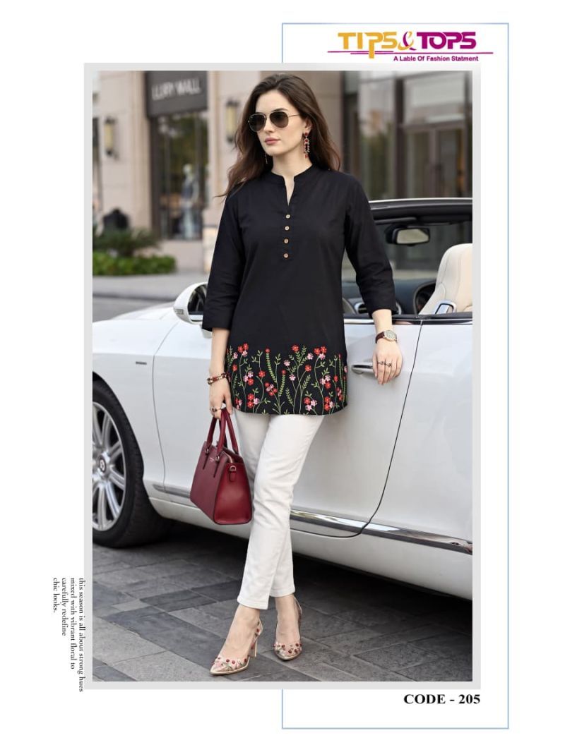 Buy Tips And Tops Polo 201 To 206 Rayon Embroidered Fancy Short Top Collection Wholesale 2026