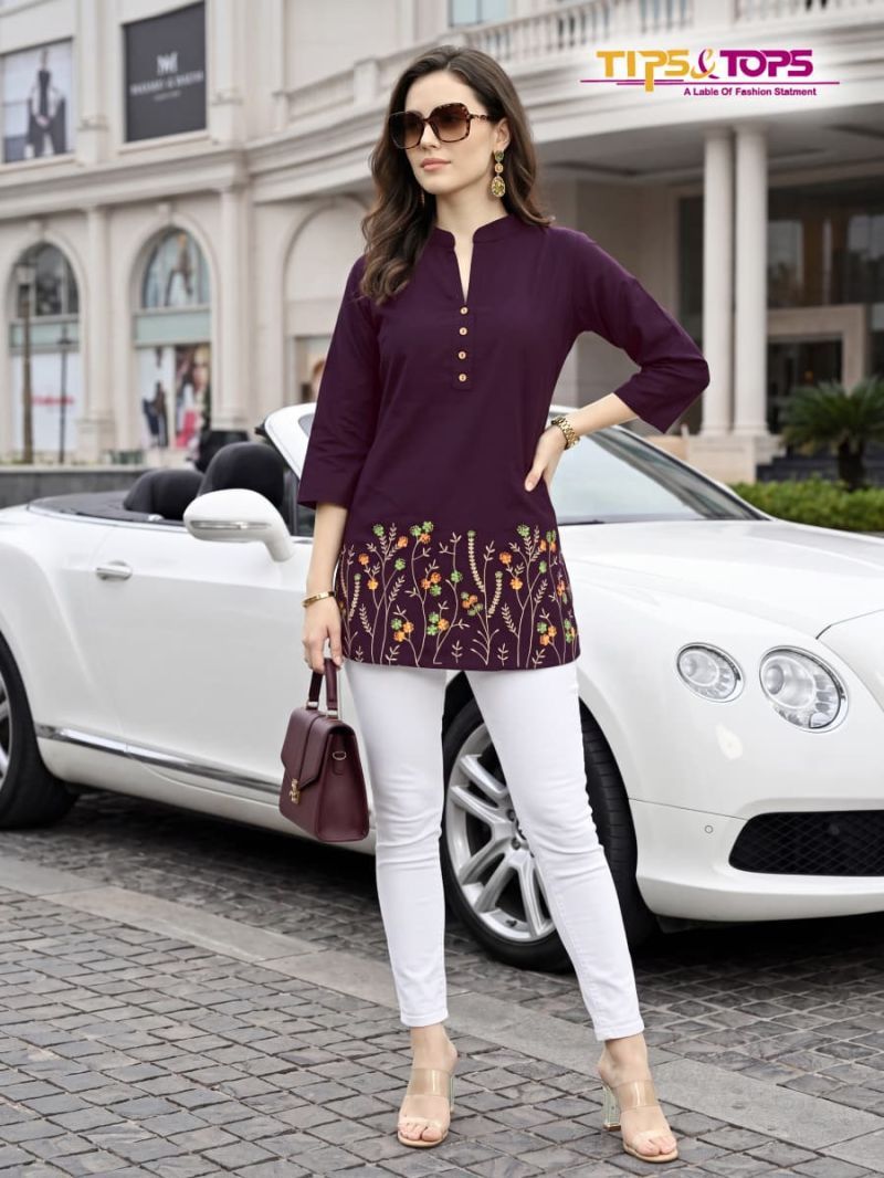 Buy Tips And Tops Polo 201 To 206 Rayon Embroidered Fancy Short Top Collection Wholesale 2026