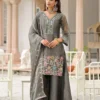 Zaveri D 50134 Grey Crush Satin Beats Work Designer Salwar Suit Collection Wholesale