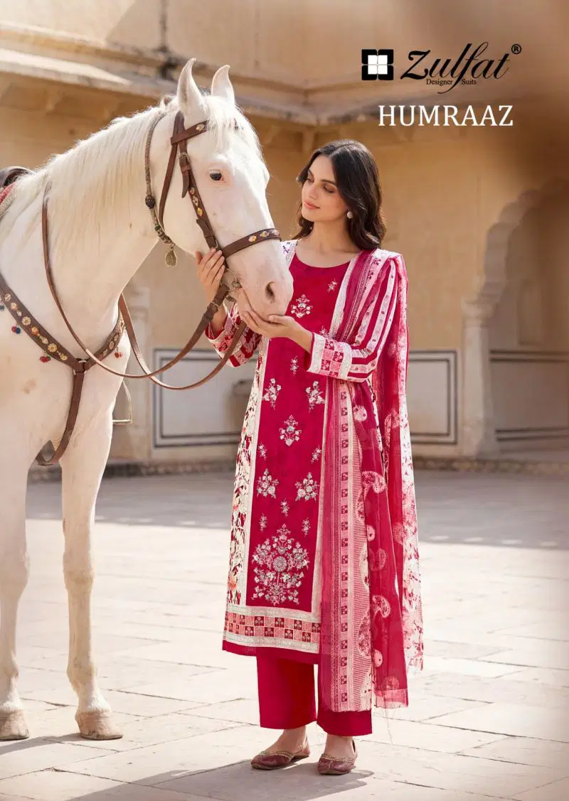 Zulfat Humraaz Jam Cotton Print Embroidered Dress Material Wholesale