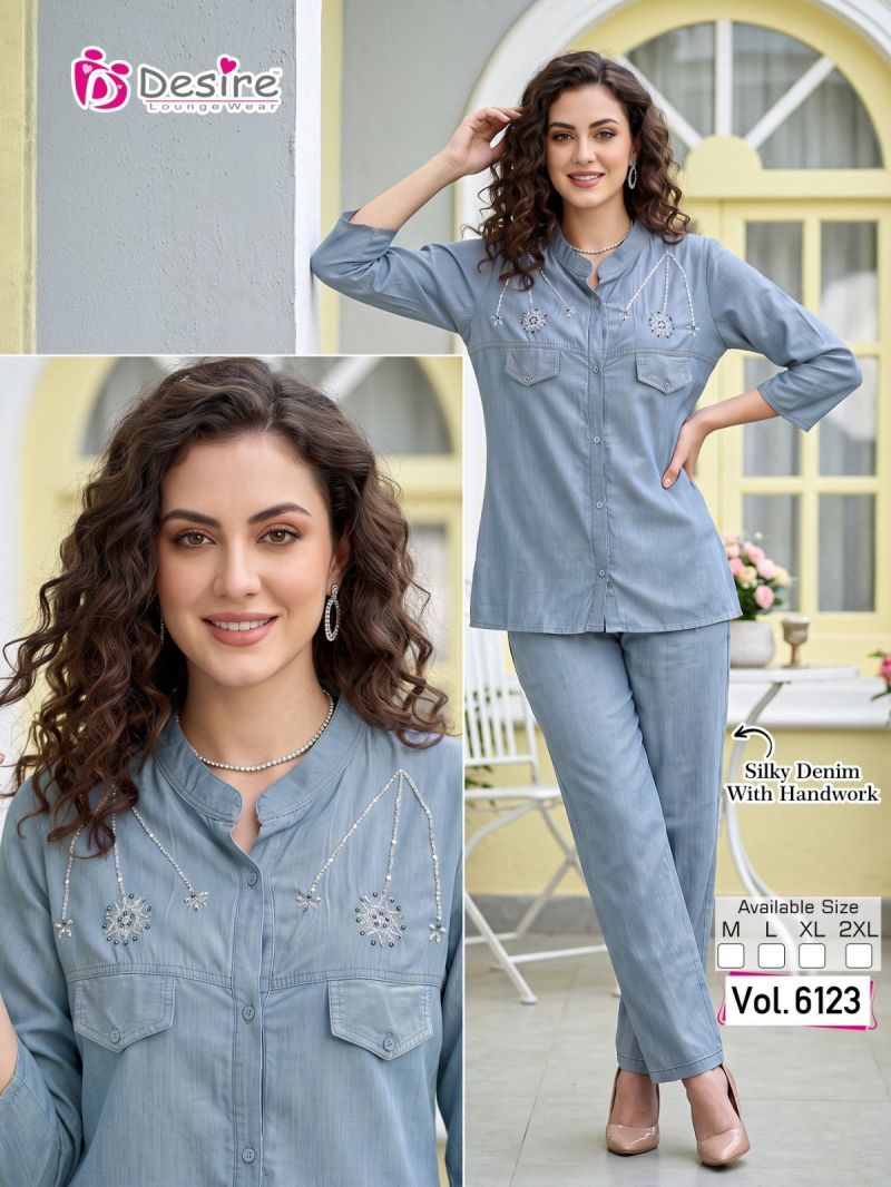 Latest Desire Silky 1 Denim Handworked Fancy Co Ord Set Collection Wholesale 2026