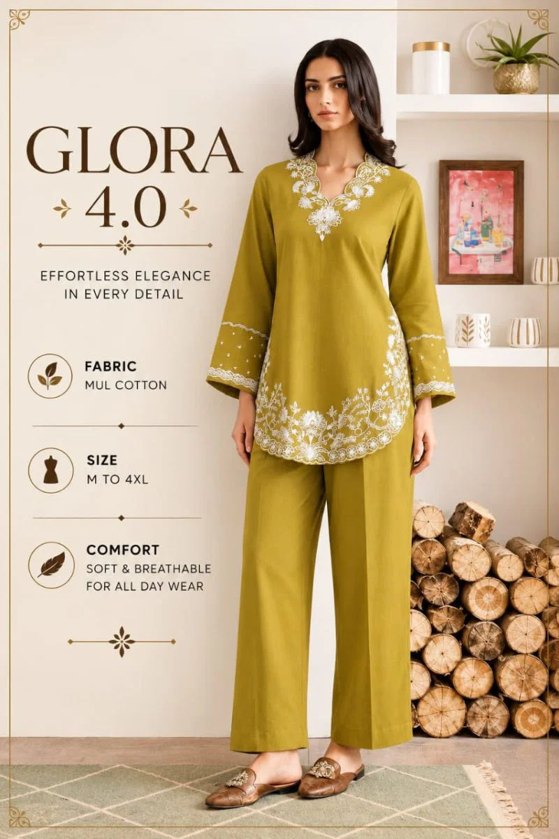 Glora Vol 4 Mul Cotton Embroidered Co Ord Set Wholesale