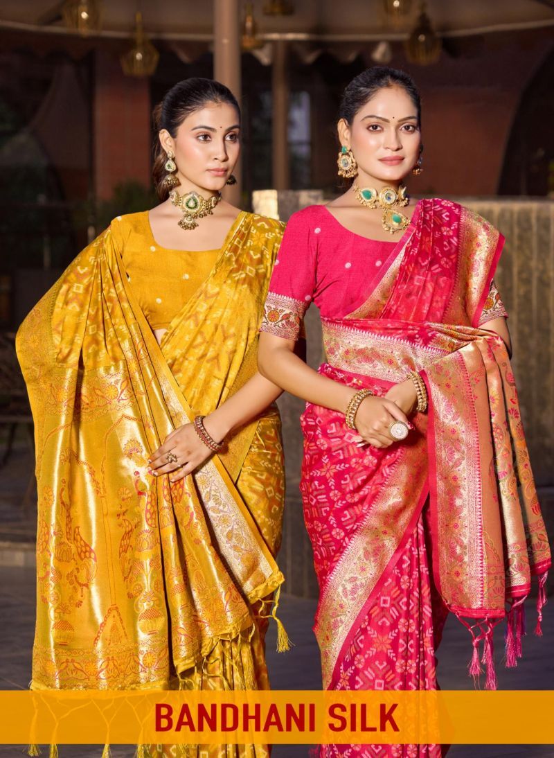 Bunawat Bandhani Silk Soft Silk Zari Weaving Saree Collection Wholesale
