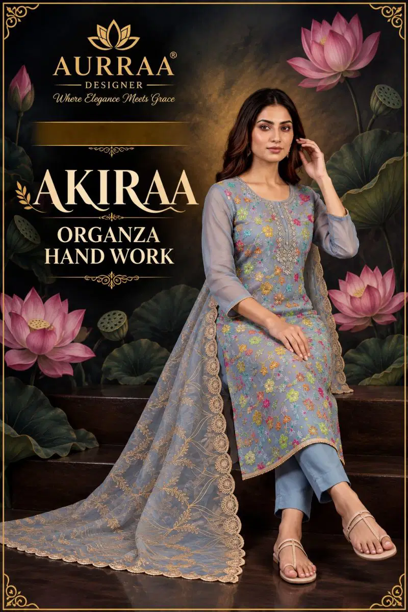 Aurraa Akiraa Organza Hand Work Designer Salwar Kameez Collection Wholesale