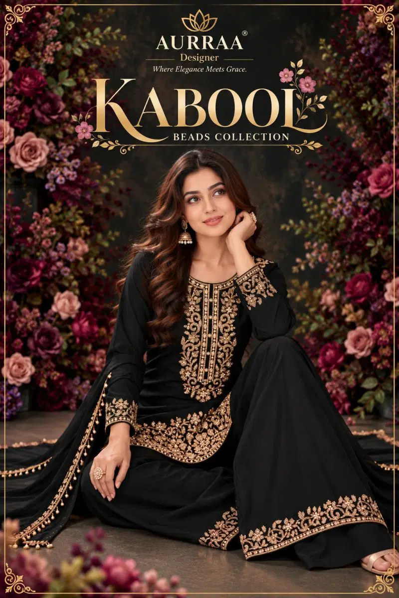 Aurraa Kabool Chinon Beads Work Designer Salwar Kameez Collection Wholesale