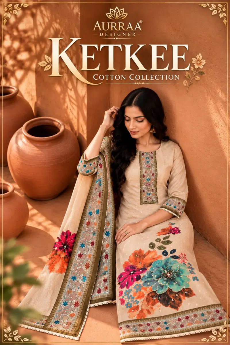 Aurraa Ketkee Model Cotton Print Hand Work Salwar Kameez Collection Wholesale