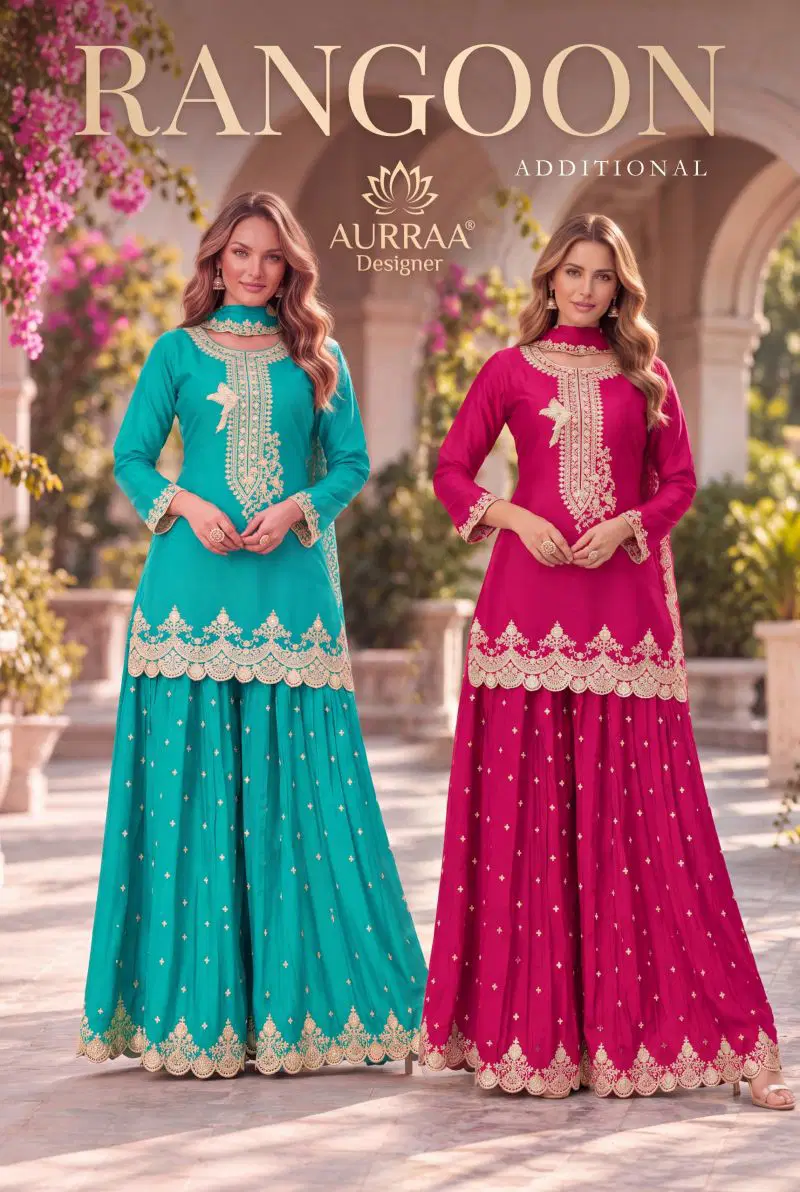 Aurraa Rangoon Vol 2 Premium Chinon Embroidered Salwar Kameez Collection Wholesale