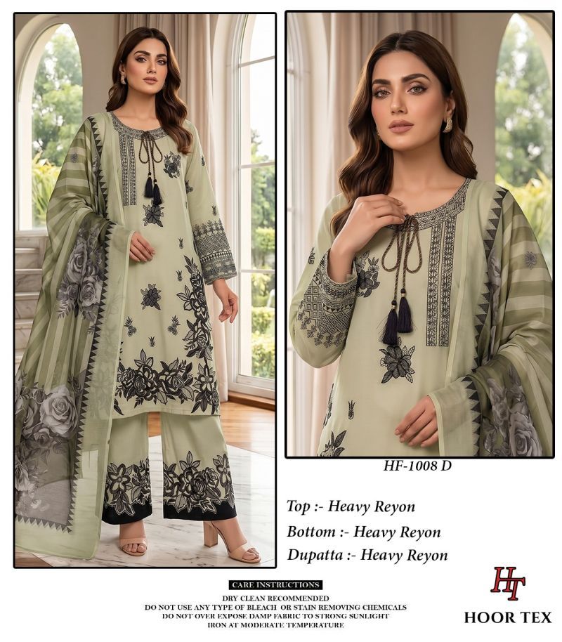 Launching Hoor Tex 1008 A To D Rayon Embroidered Designer Salwar Kameez Wholesale 2026