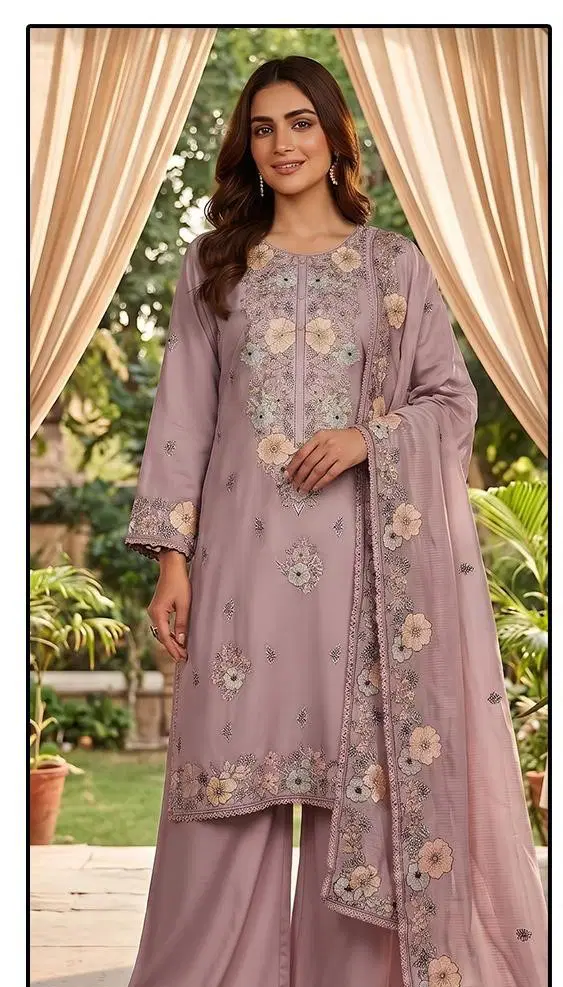 Hoor Tex 995 A To D Rayon Satin Embroidered Salwar Kameez Collection Wholesale