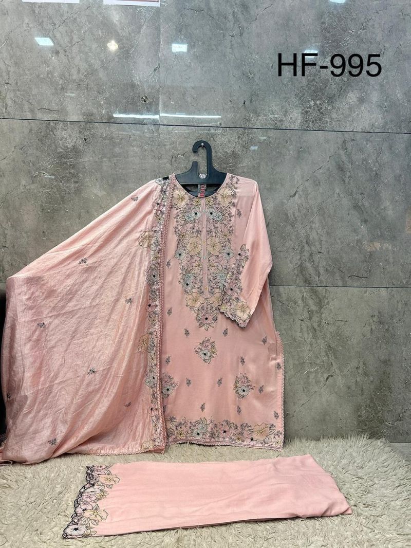 Stylish Hoor Tex 995 A To D Rayon Satin Embroidered Salwar Kameez Collection Wholesale 2026