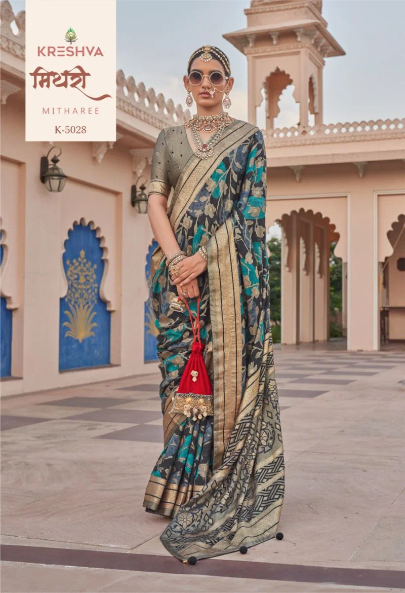 Kreshva Mitharee Pv Georgette Brunout Fancy Design Saree Collection Wholesale