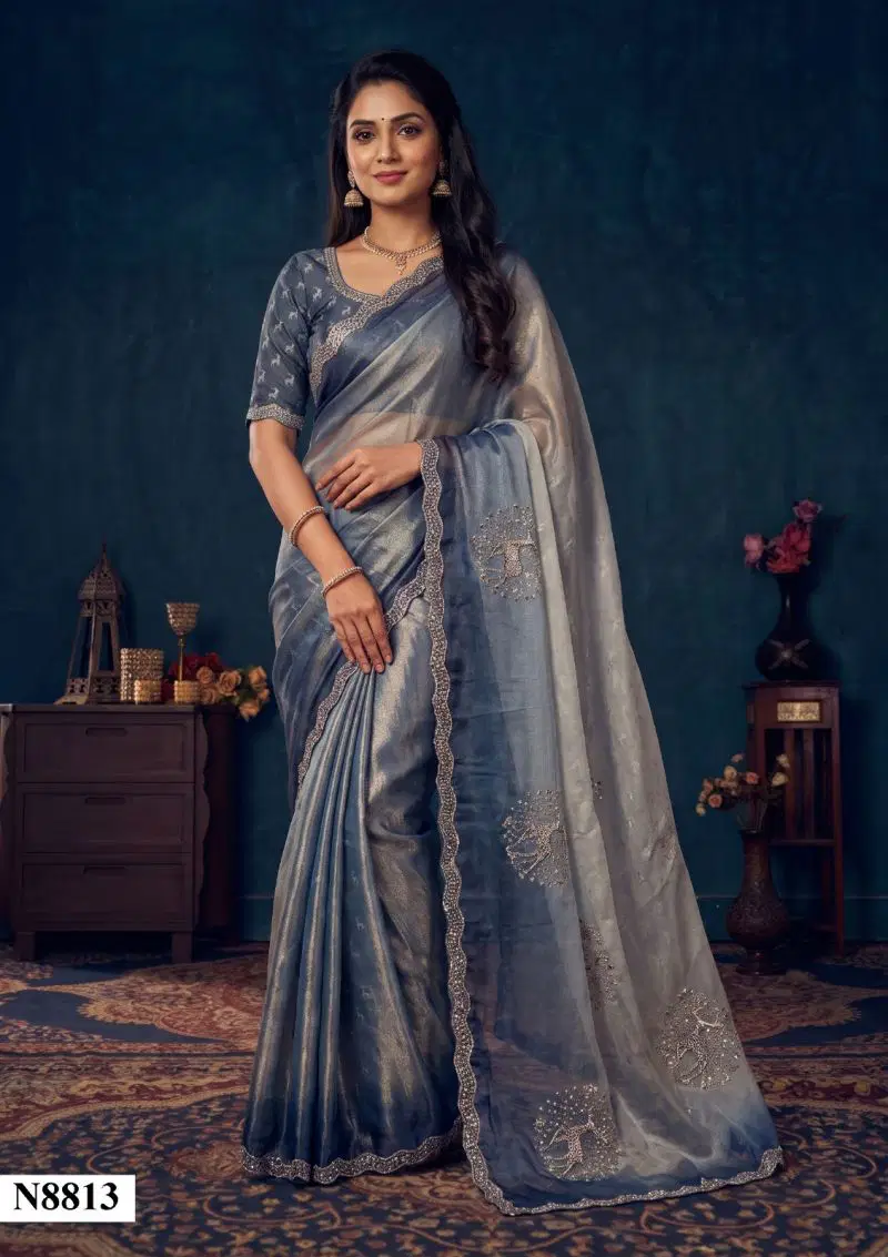 Mahotsav Nimaya Sanskriti Vol 2 Fendy Silk Jarkan Work Saree Collection Wholesale