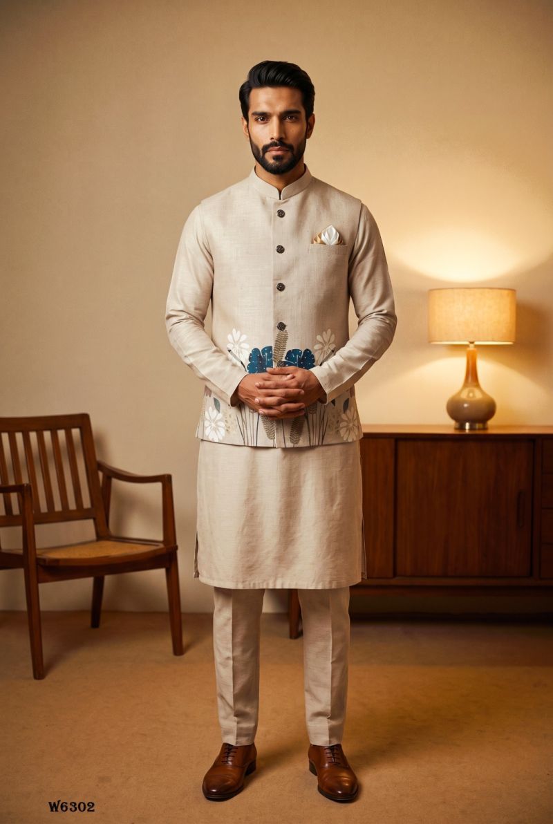 Buy Outluk Wedding 63 Linen Digital Print Hand Work Designer Modi Jacket Collection Wholesale 2026