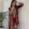 Sabina 5365 Heavy Faux Georgette With Heavy Embroidery Work Top Plazzo Dupatta Set Wholesale Surat