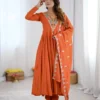 Sabina 5370 Roman Silk With Embroidery Sequence Work Kurti Pant Dupatta Set Wholesale Online Supplier
