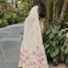 MNG 694 Soft Linen Gold Zari Border With Digital Print Saree Wholesale Supplier