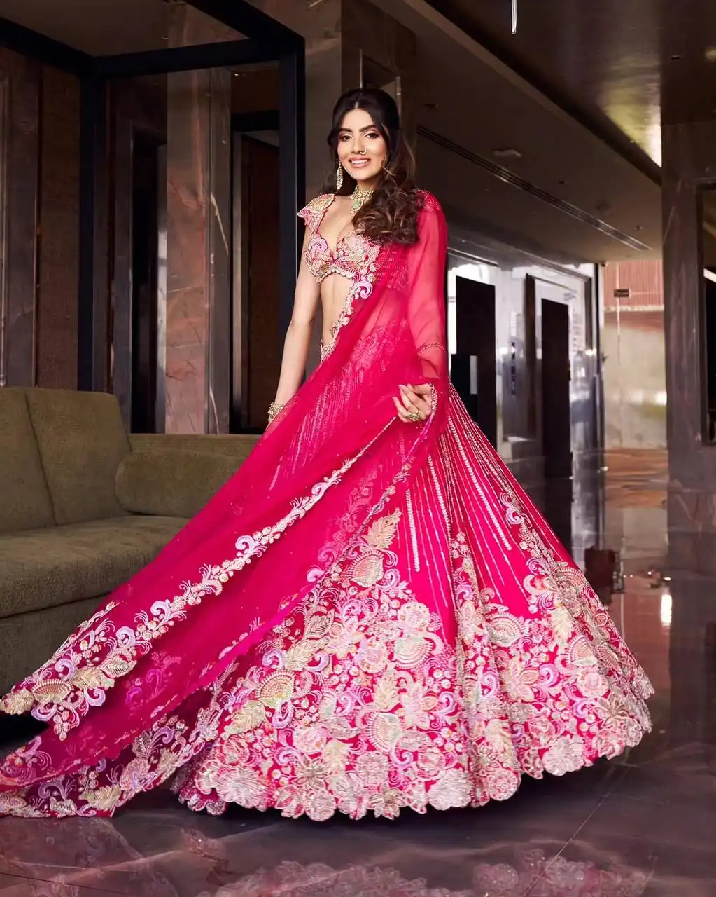 SBD 1876 Barfi Silk With Embroidery Sequins Work Lehenga Choli Wholesale Supplier