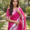 MNG 699 Soft Linen with Mangalagiri border & Digital Print Saree Wholesale Surat