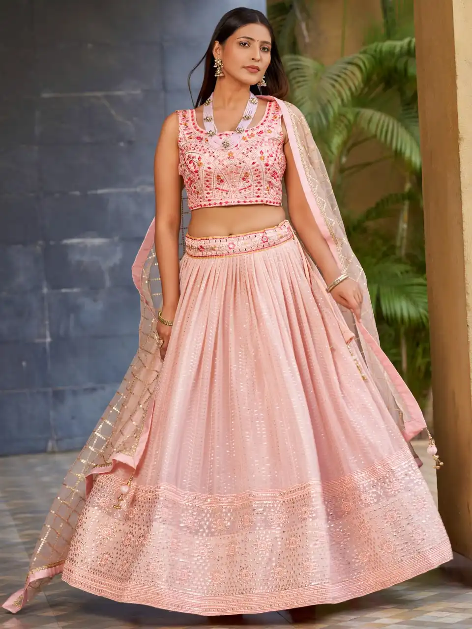 ZEEL 8009 Georgette With Thread, Zari and Multiple Sequins Embroidery Work Lehenga Choli Wholesale Surat