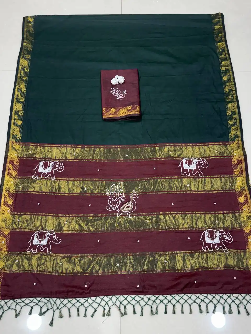 WMS Vol 1001 Handloom Cotton With Rich Patta Handwork Saree Wholesale Supplier